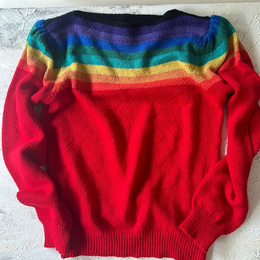 Rainbow Yoke Red Crewneck Sweater